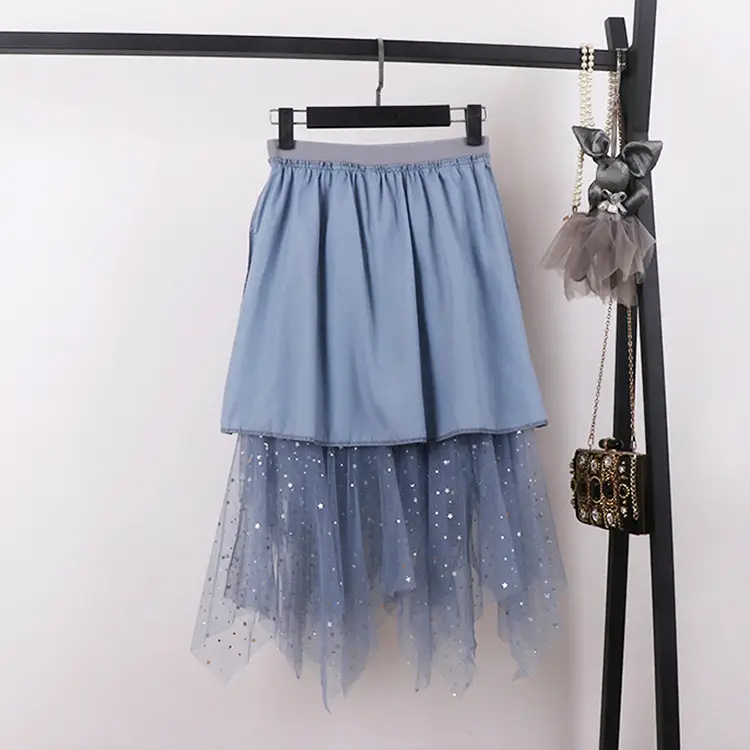 Black Sparkly Sequin Fairy Skirt High Waist Long - Image 52