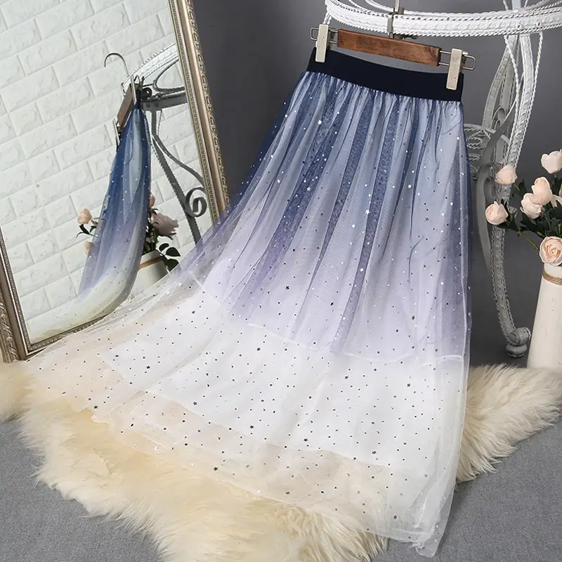 Gradient skirt White + Blue Stars