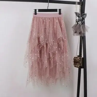 Black Sparkly Sequin Fairy Skirt High Waist Long - Image 11