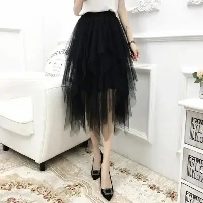 Black Sparkly Sequin Fairy Skirt High Waist Long - Image 24