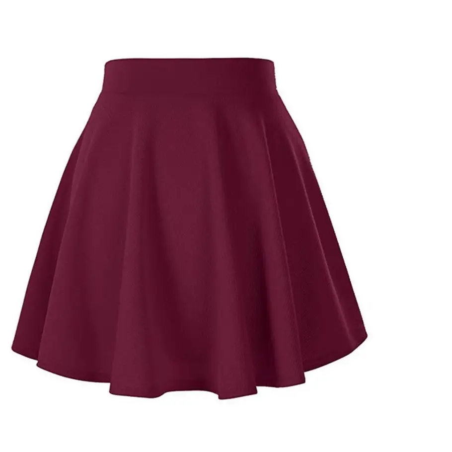 Maroon Flared Elastic Skirt for Women - Image 6