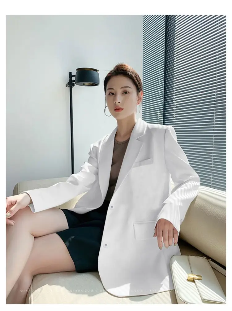 White Blazer for Women Spring Autumn 2026 Loose Fit — feature 18
