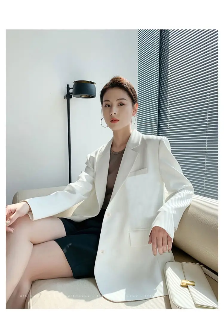 White Blazer for Women Spring Autumn 2026 Loose Fit — feature 9