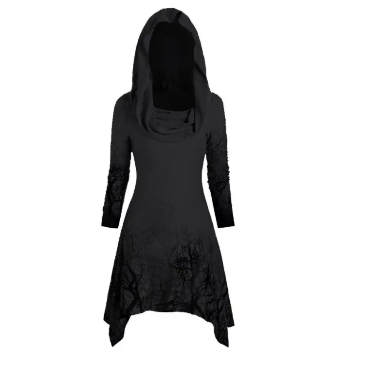 Women's Maroon Long Sleeve Halloween Hooded Cape Sweater - Image 7
