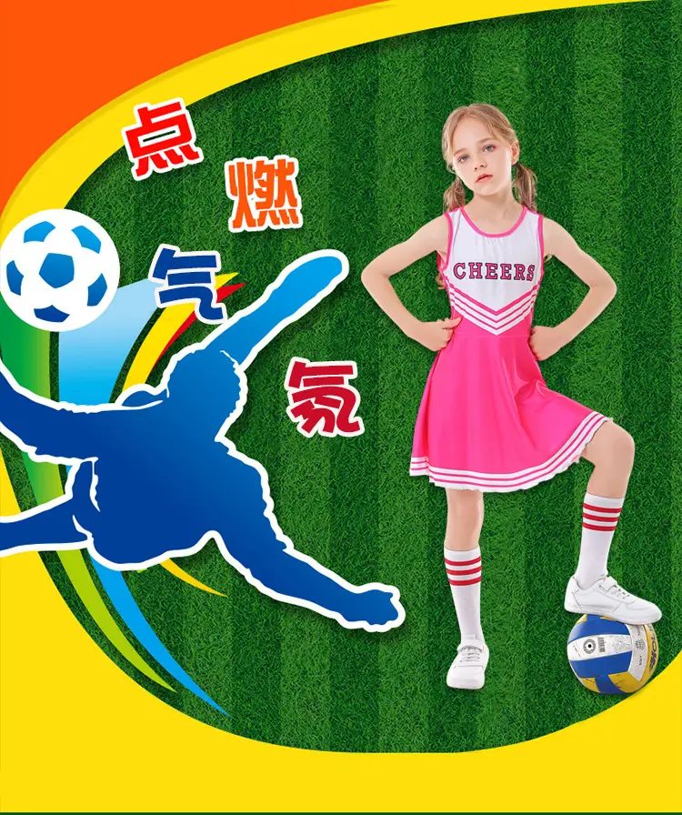 Children's Red Cheerleader Dress with Pom Pom Wings — feature 2