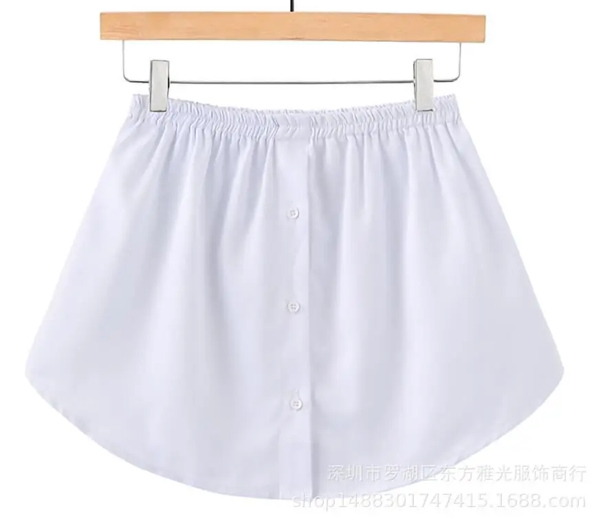 New European American Export Fake Hem Short Skirt Sweatshirt Bottoming Pure Color Buttoned 3XL — feature 17