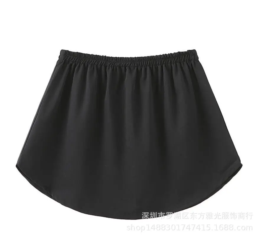 New European American Export Fake Hem Short Skirt Sweatshirt Bottoming Pure Color Buttoned 3XL — feature 6