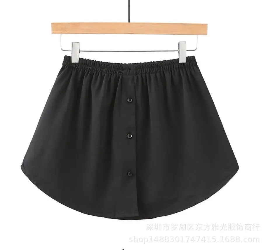 New European American Export Fake Hem Short Skirt Sweatshirt Bottoming Pure Color Buttoned 3XL — feature 8