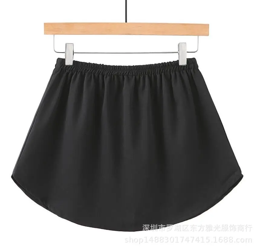 New European American Export Fake Hem Short Skirt Sweatshirt Bottoming Pure Color Buttoned 3XL — feature 9