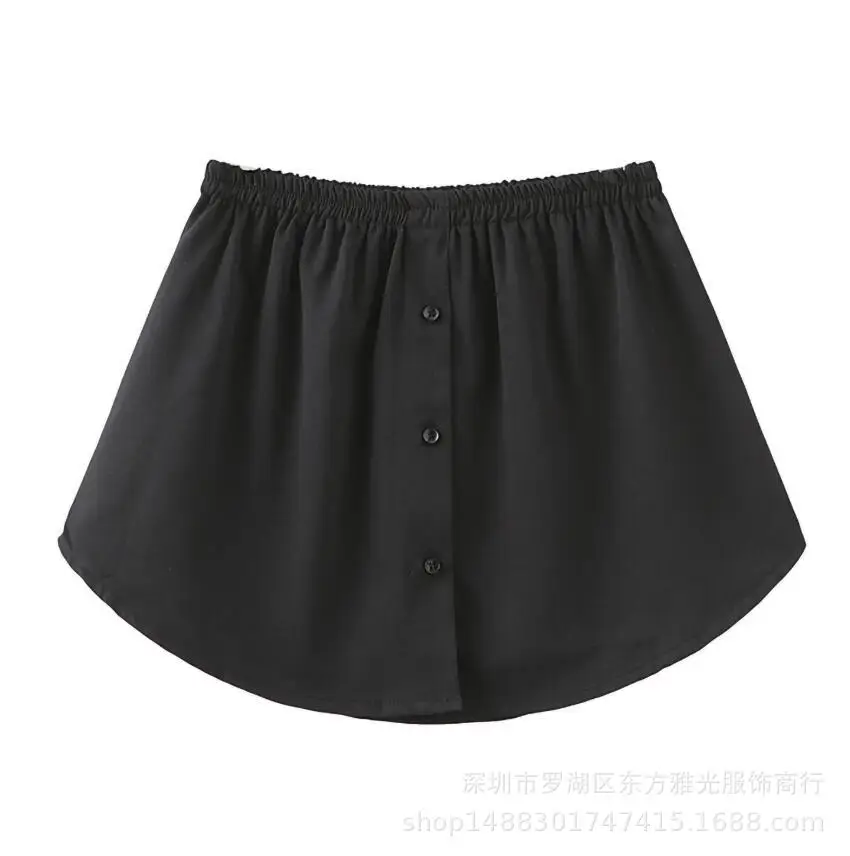 New European American Export Fake Hem Short Skirt Sweatshirt Bottoming Pure Color Buttoned 3XL - Image 2
