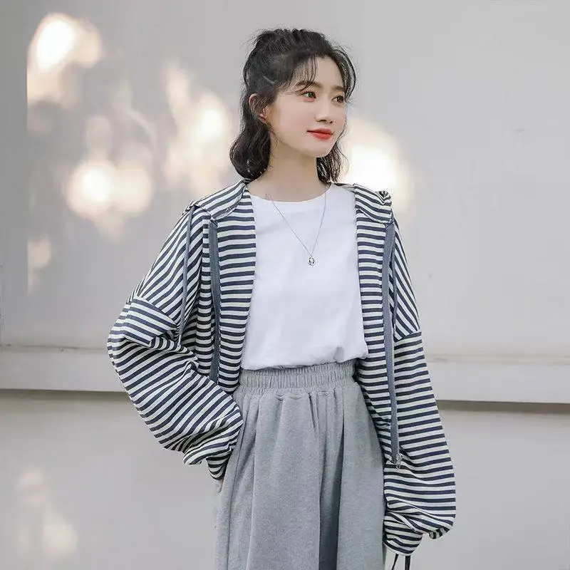 Women Striped Long Sleeve Hooded Sweatshirt 2025 - Image 3
