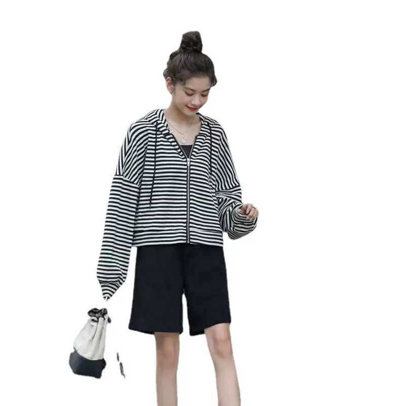 Women Striped Long Sleeve Hooded Sweatshirt 2025 - Image 5