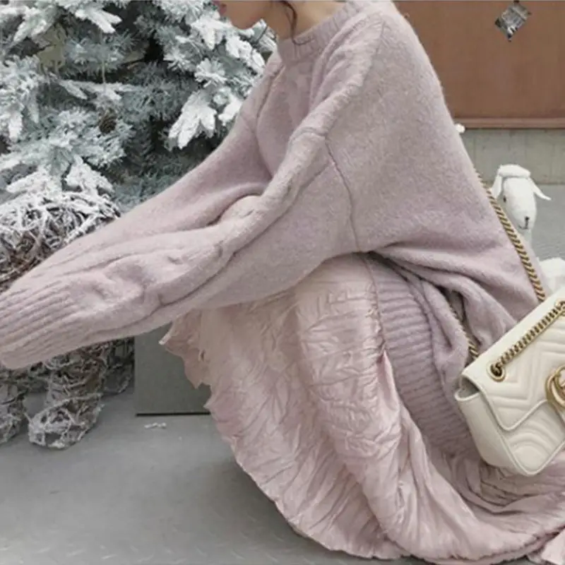 Soft Milk Blue Japanese Style Plus Size Sweater for Women
