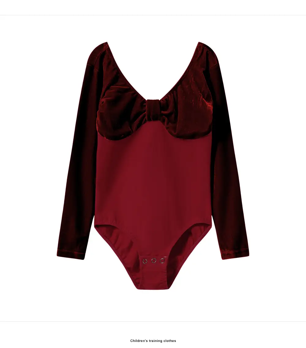Girls Velvet Long Sleeve Ballet Dance Suit Blue — feature 6