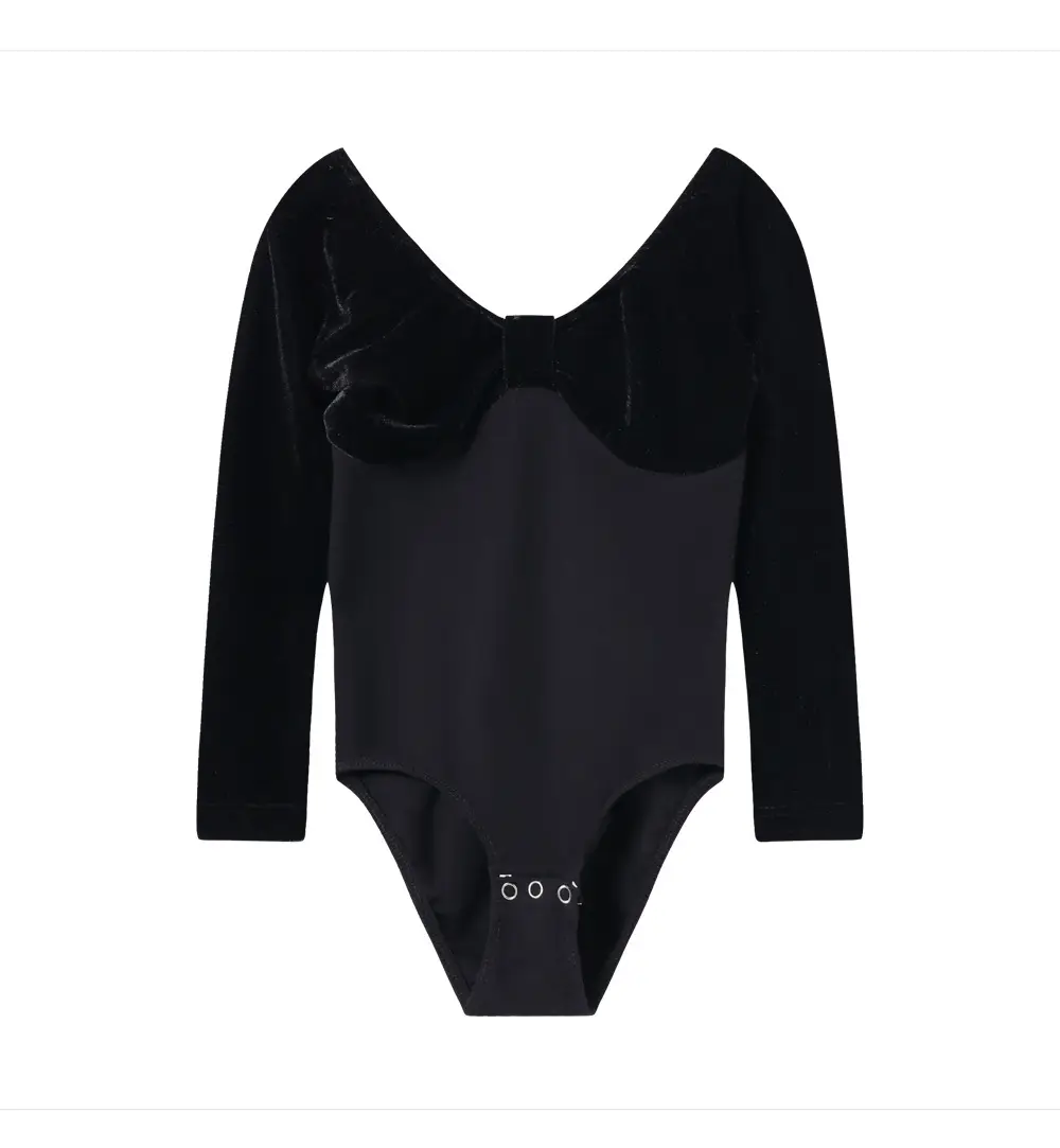 Girls Velvet Long Sleeve Ballet Dance Suit Blue — feature 8