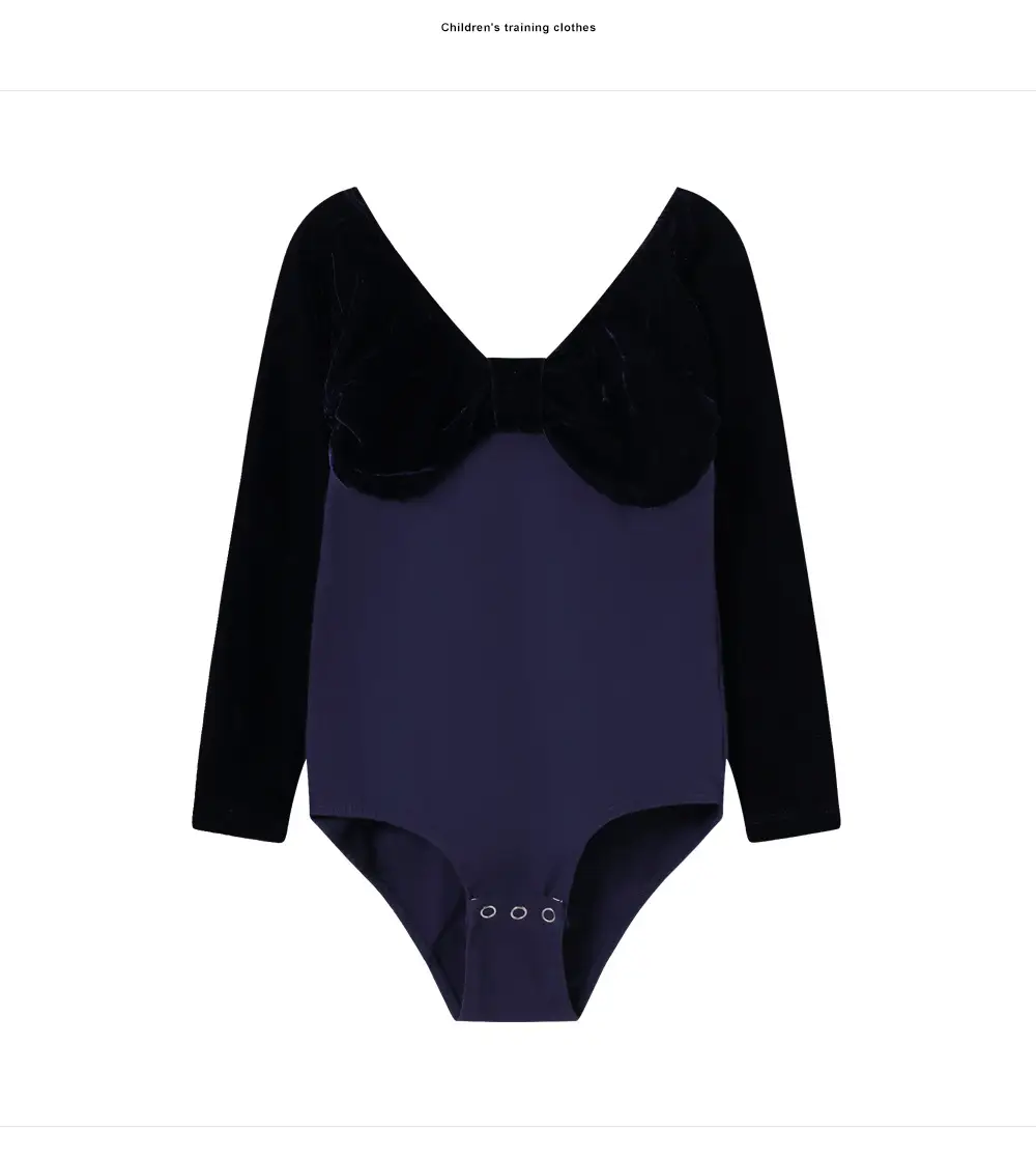 Girls Velvet Long Sleeve Ballet Dance Suit Blue — feature 9