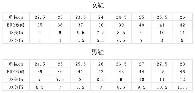 尺码表