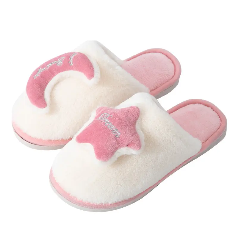 Moon Stars Men and Women Couple Indoor Toys Couple Autumn and Winter Wood Flooring Cotton Slippers