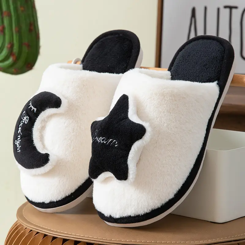Moon Stars Men and Women Couple Indoor Toys Couple Autumn and Winter Wood Flooring Cotton Slippers