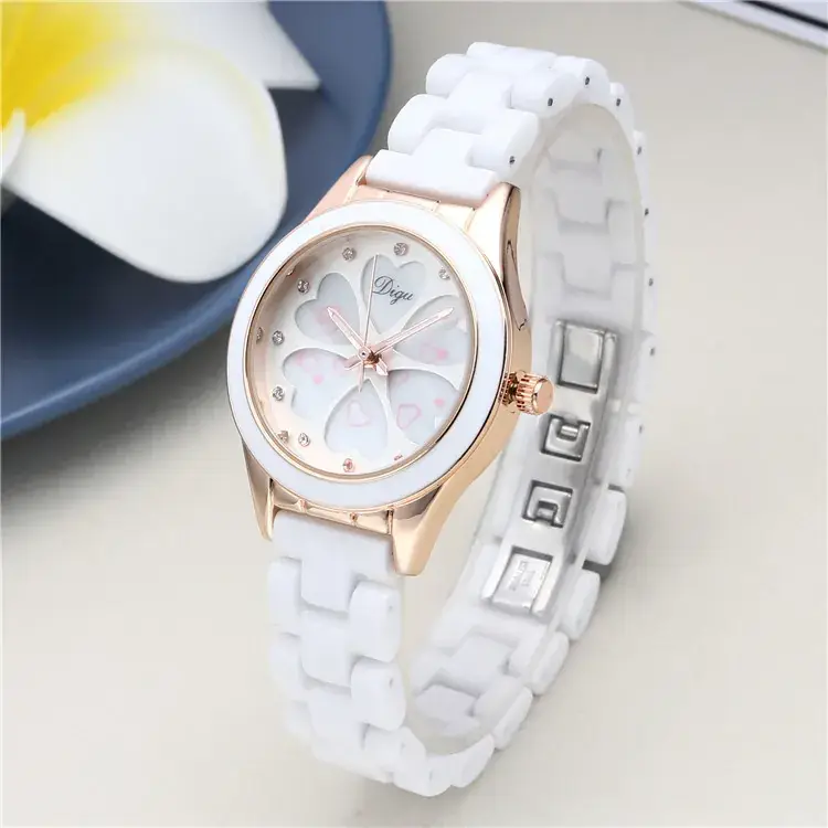 White Ceramic Women's Quartz Watch with Bracelet