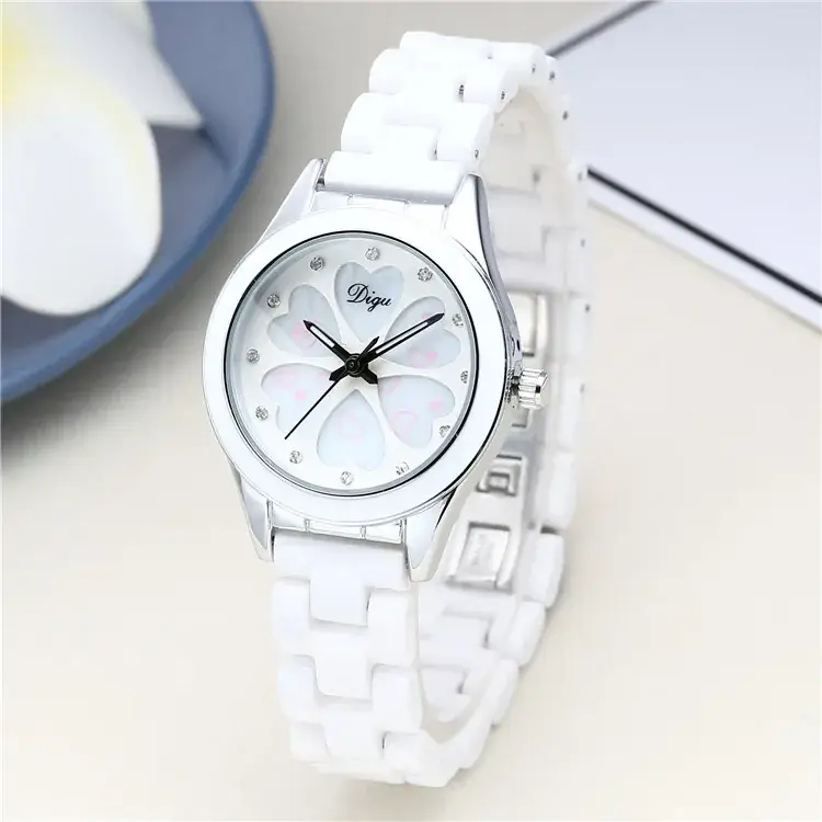 White Ceramic Women's Quartz Watch with Bracelet