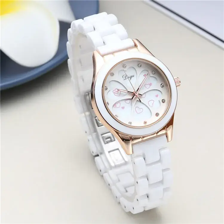 White Ceramic Women's Quartz Watch with Bracelet
