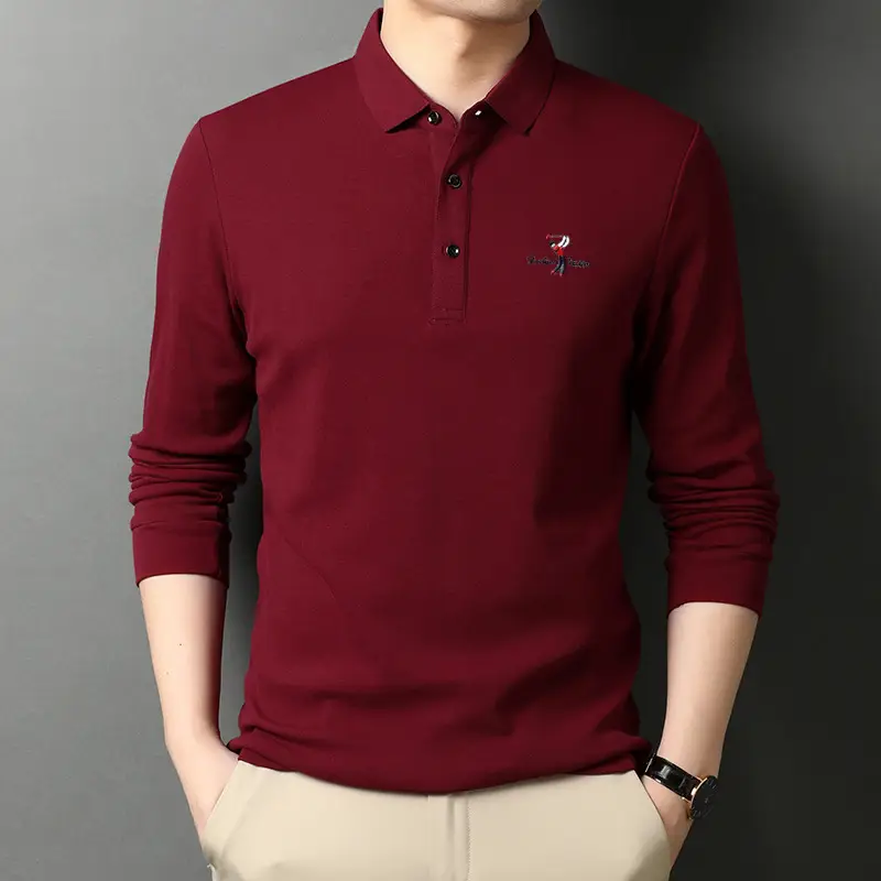 Korean Style Grey Polo Collar T-Shirt for Men - Image 2
