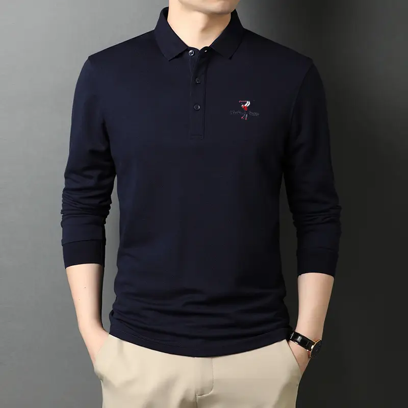 Korean Style Grey Polo Collar T-Shirt for Men - Image 7