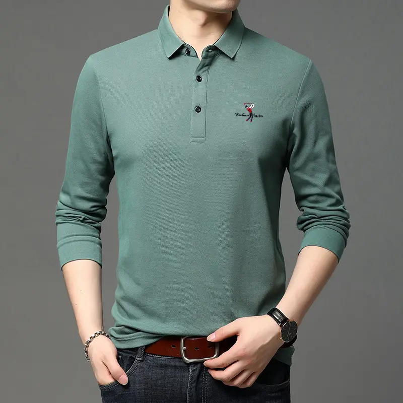 Korean Style Grey Polo Collar T-Shirt for Men - Image 5