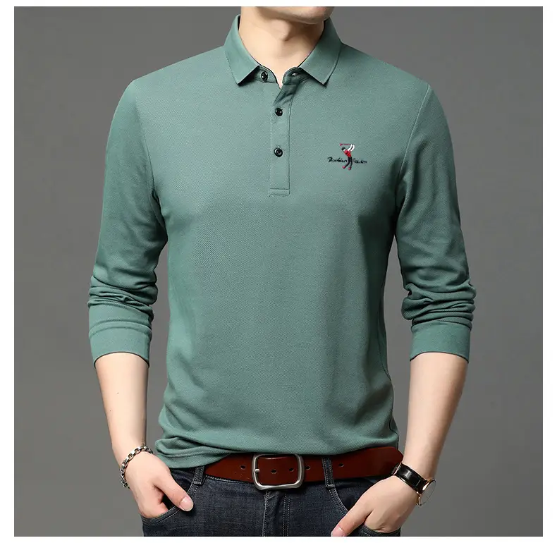 Korean Style Grey Polo Collar T-Shirt for Men — feature 10