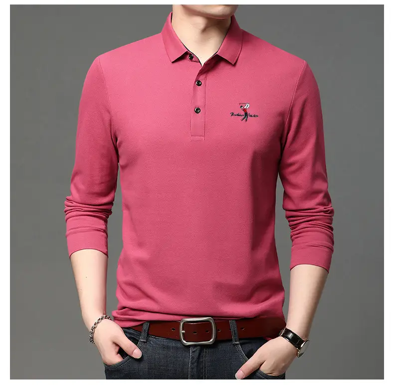 Korean Style Grey Polo Collar T-Shirt for Men — feature 11