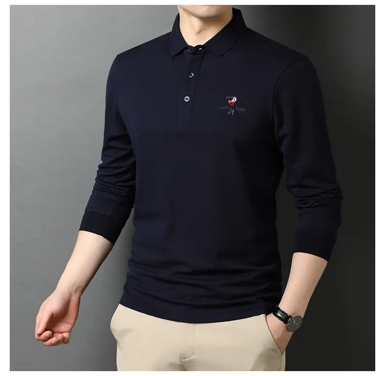 Korean Style Grey Polo Collar T-Shirt for Men — feature 12