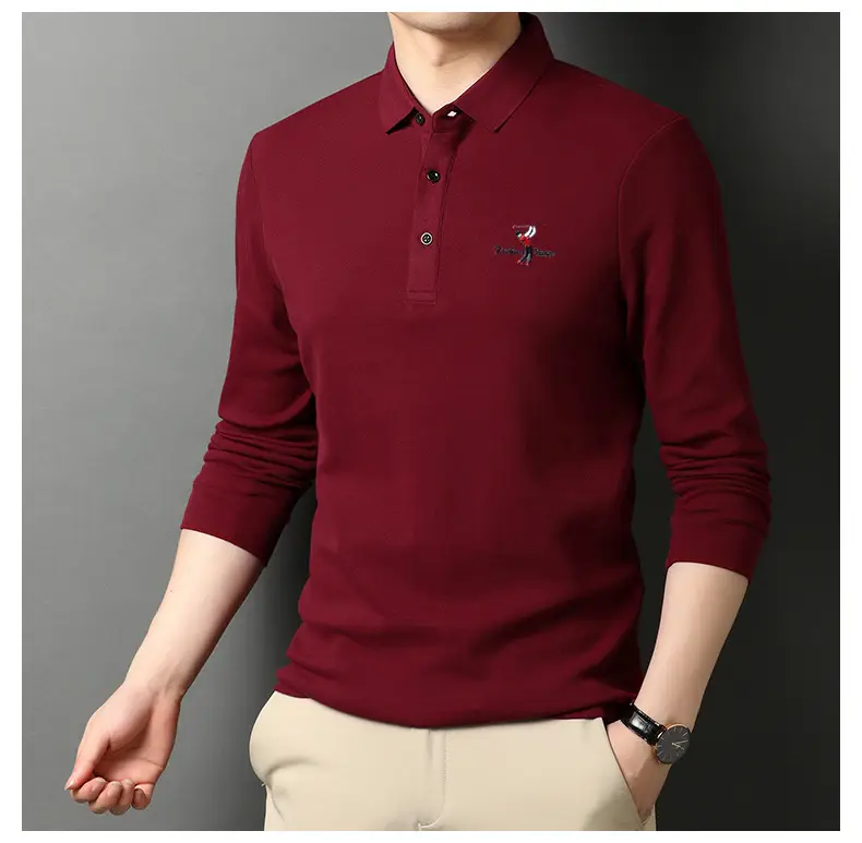 Korean Style Grey Polo Collar T-Shirt for Men — feature 13