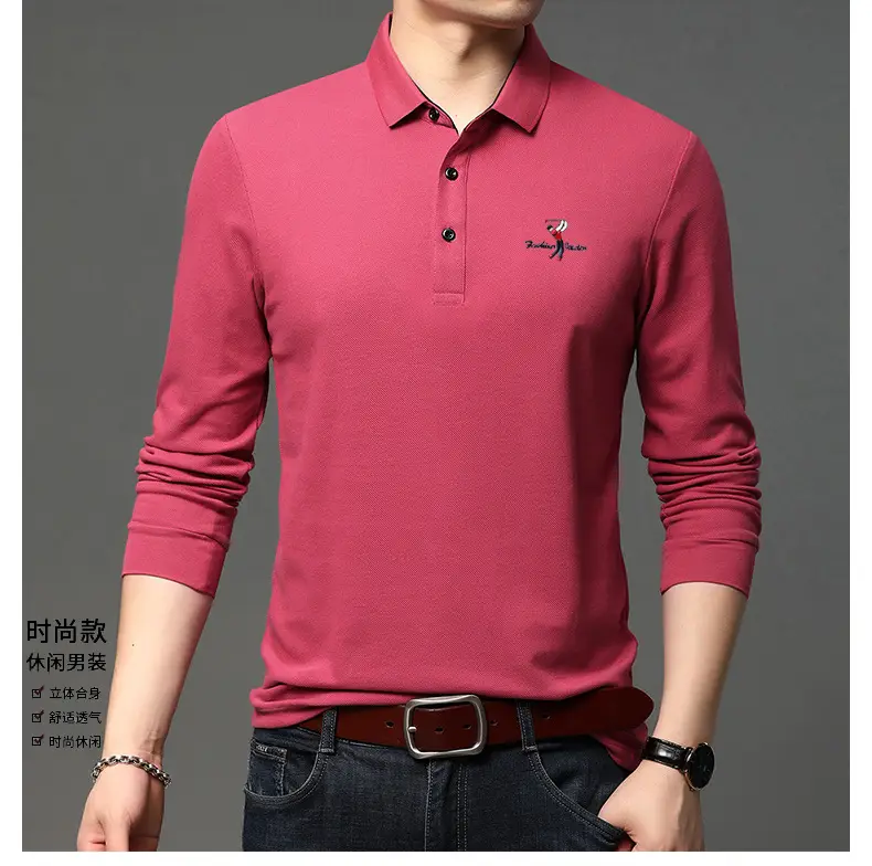 Korean Style Grey Polo Collar T-Shirt for Men — feature 8