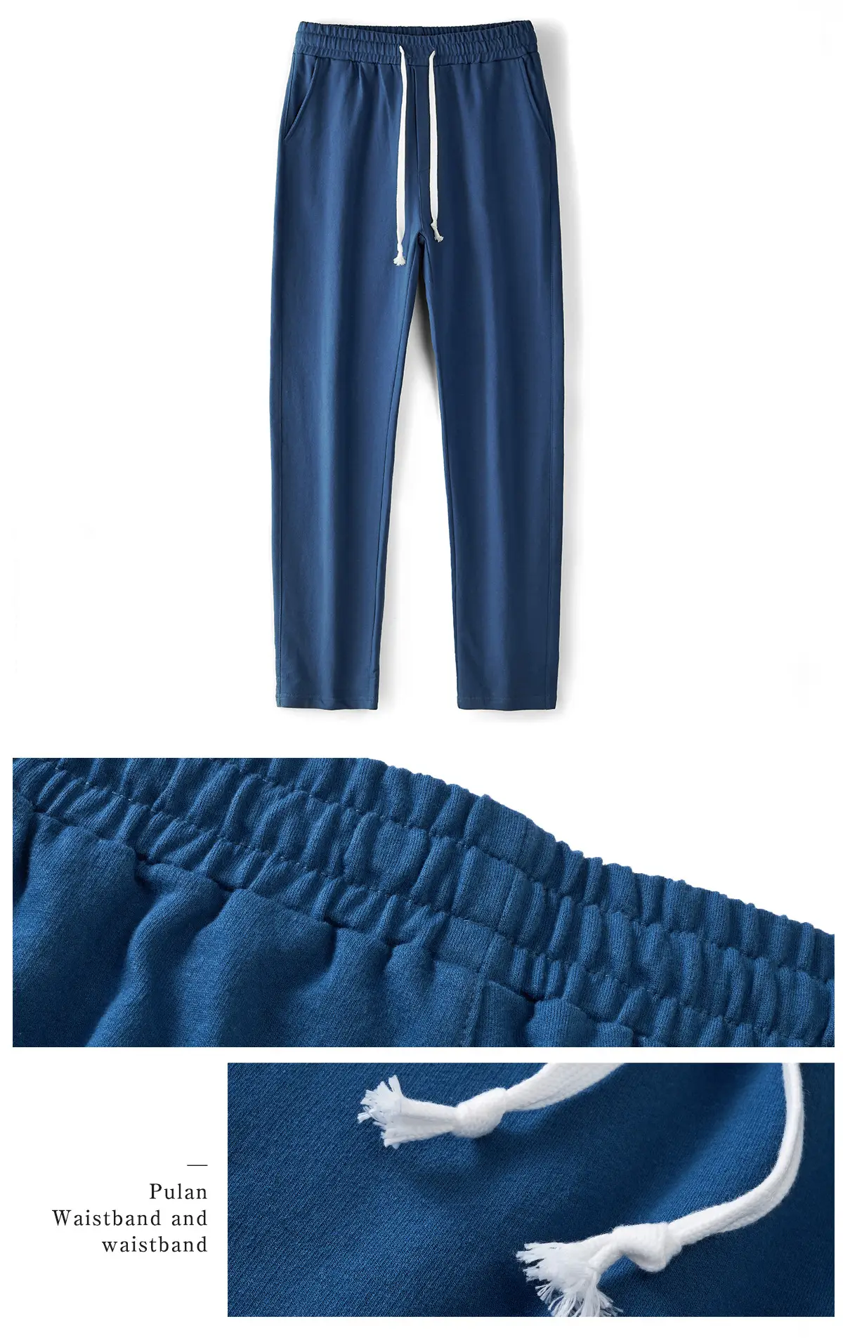 Men's Blue Pure Cotton Casual Trousers European Size — feature 12