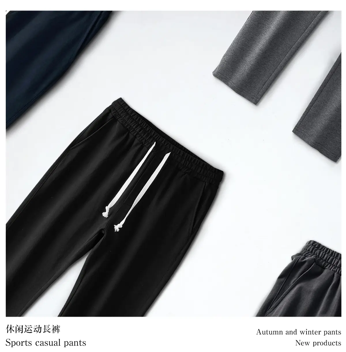 Men's Blue Pure Cotton Casual Trousers European Size — feature 3