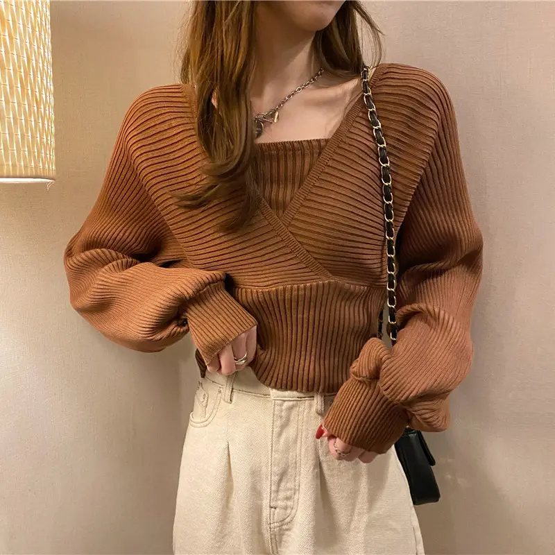 Long Sleeve Black Korean Style Sweater Top for Women - Image 7