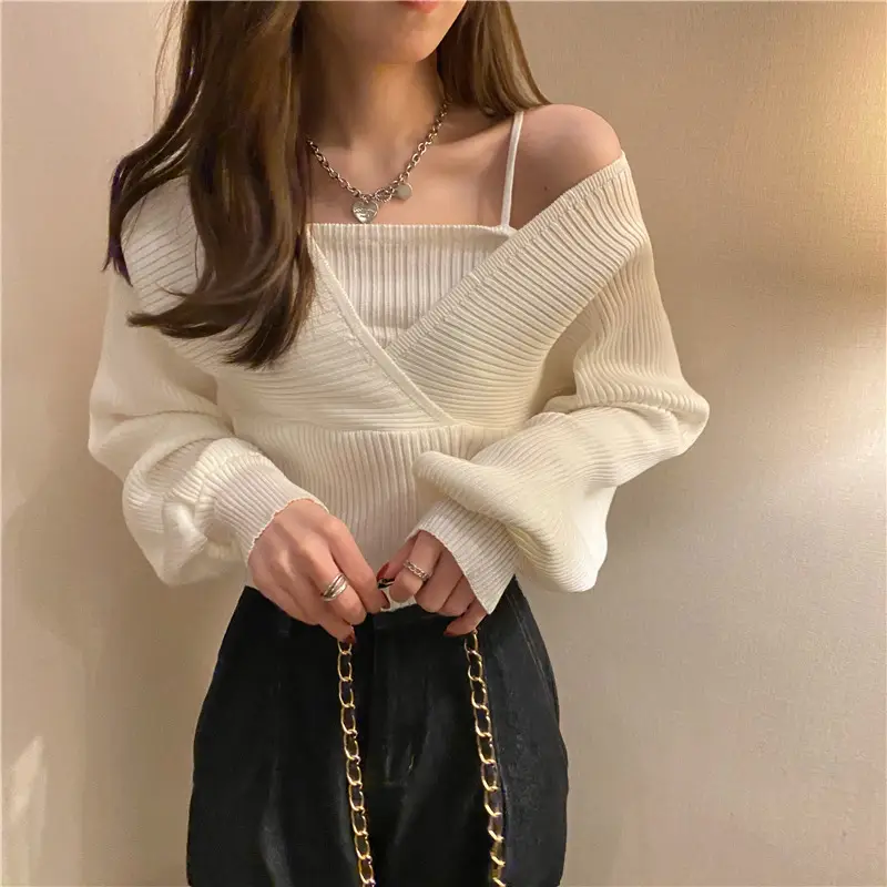 Long Sleeve Black Korean Style Sweater Top for Women - Image 8