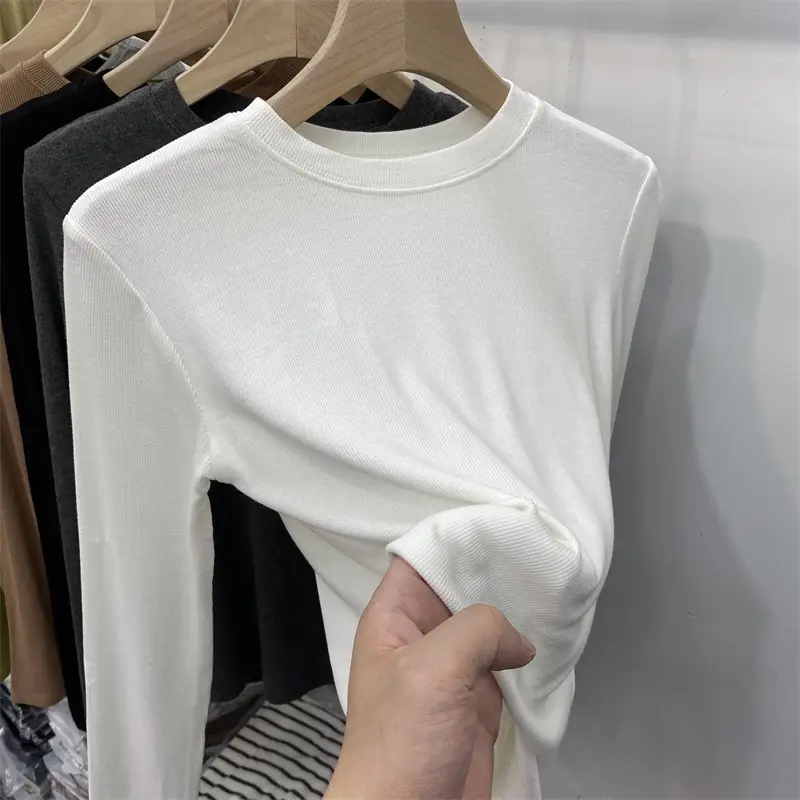 Women Cotton Long Sleeve T-Shirt White 2025 — feature 12