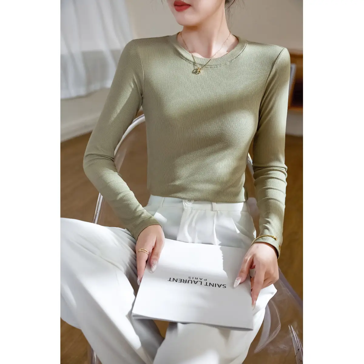 Women Cotton Long Sleeve T-Shirt White 2025 - Image 4