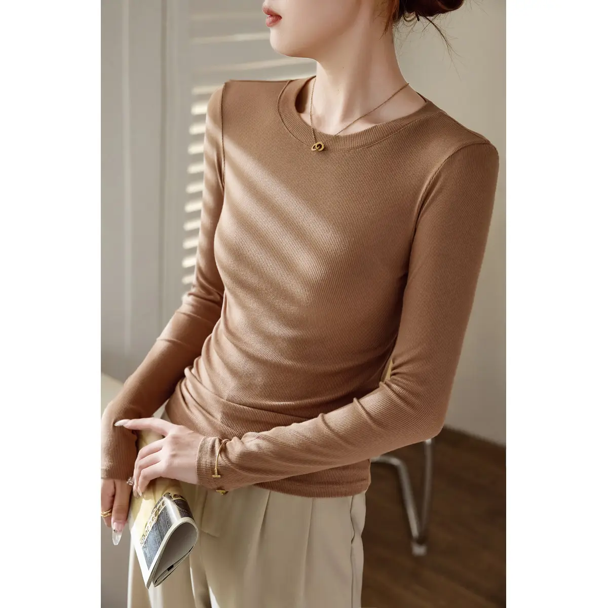 Women Cotton Long Sleeve T-Shirt White 2025 - Image 5