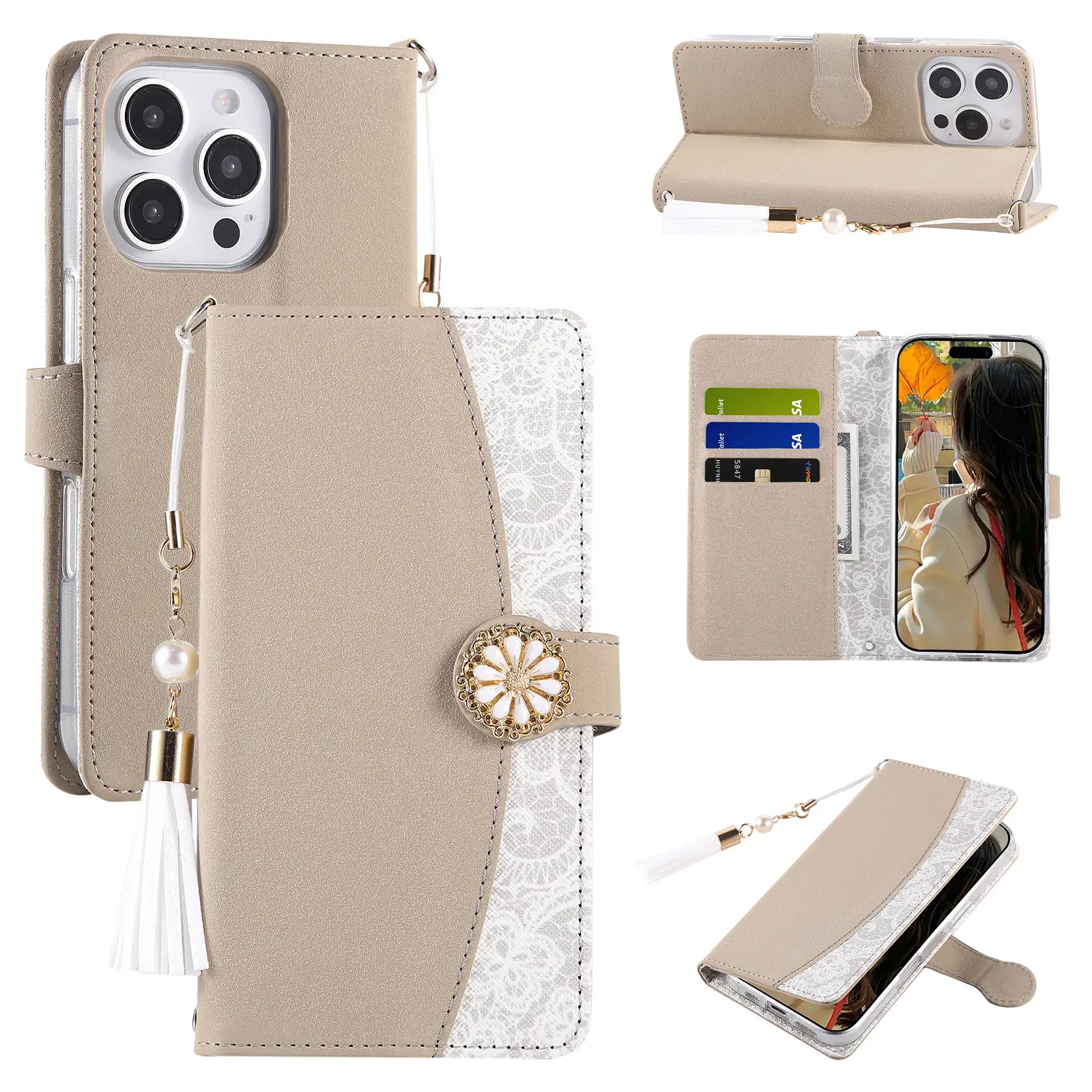 17 Pro iPhone 15 Card Slot Leather Flip Case - Image 3