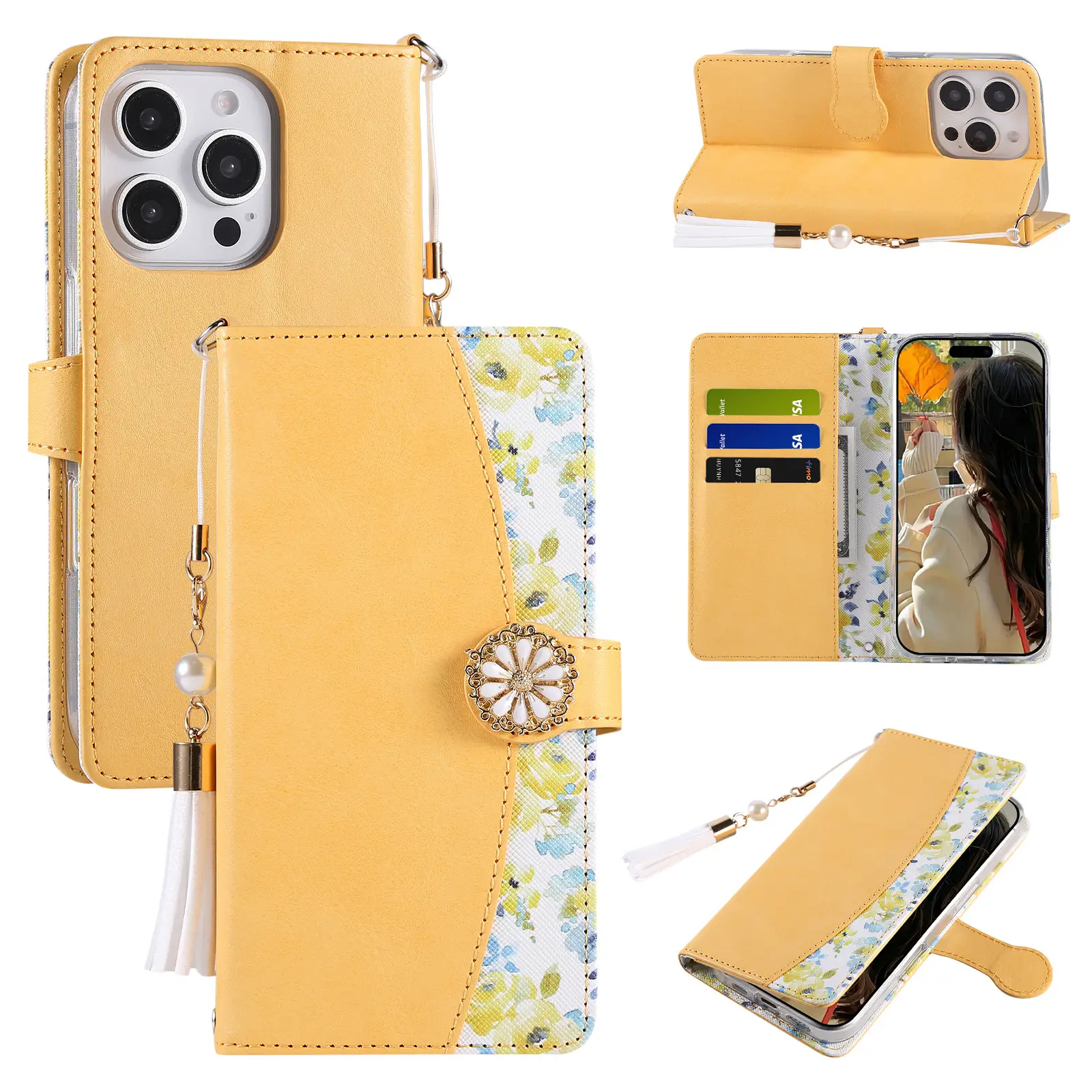 17 Pro iPhone 15 Card Slot Leather Flip Case - Image 4