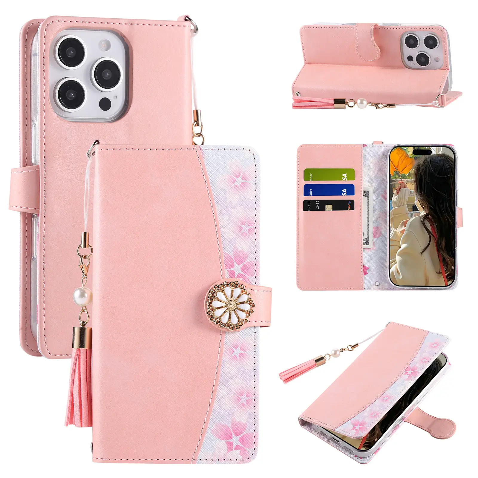 17 Pro iPhone 15 Card Slot Leather Flip Case - Image 5