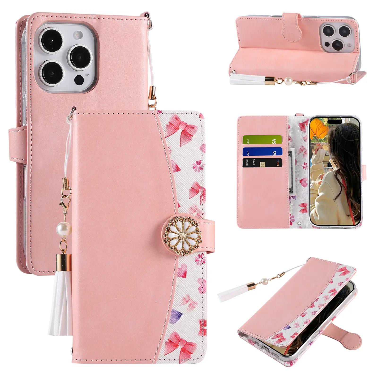 17 Pro iPhone 15 Card Slot Leather Flip Case - Image 6