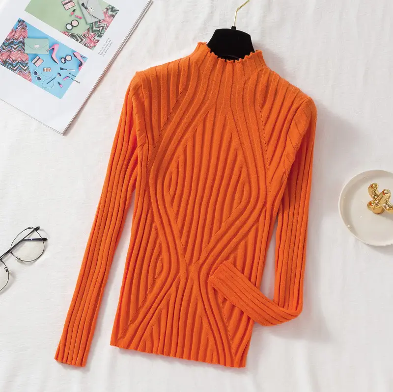 Women Knitted Half Turtlenege Sweater Shirt Multi Color - Image 10