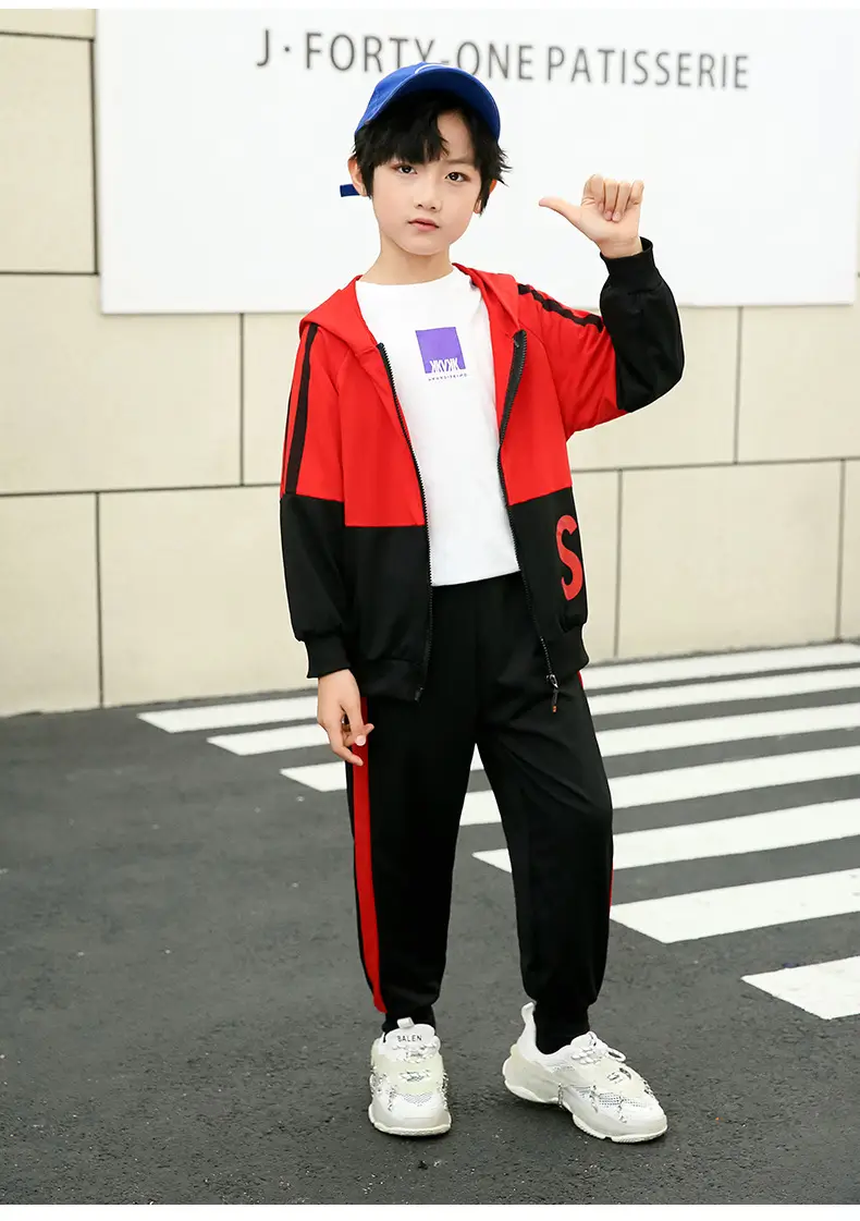 Kids Korean Style 2-Piece Track Suit Yellow Black Medium Large — feature 11