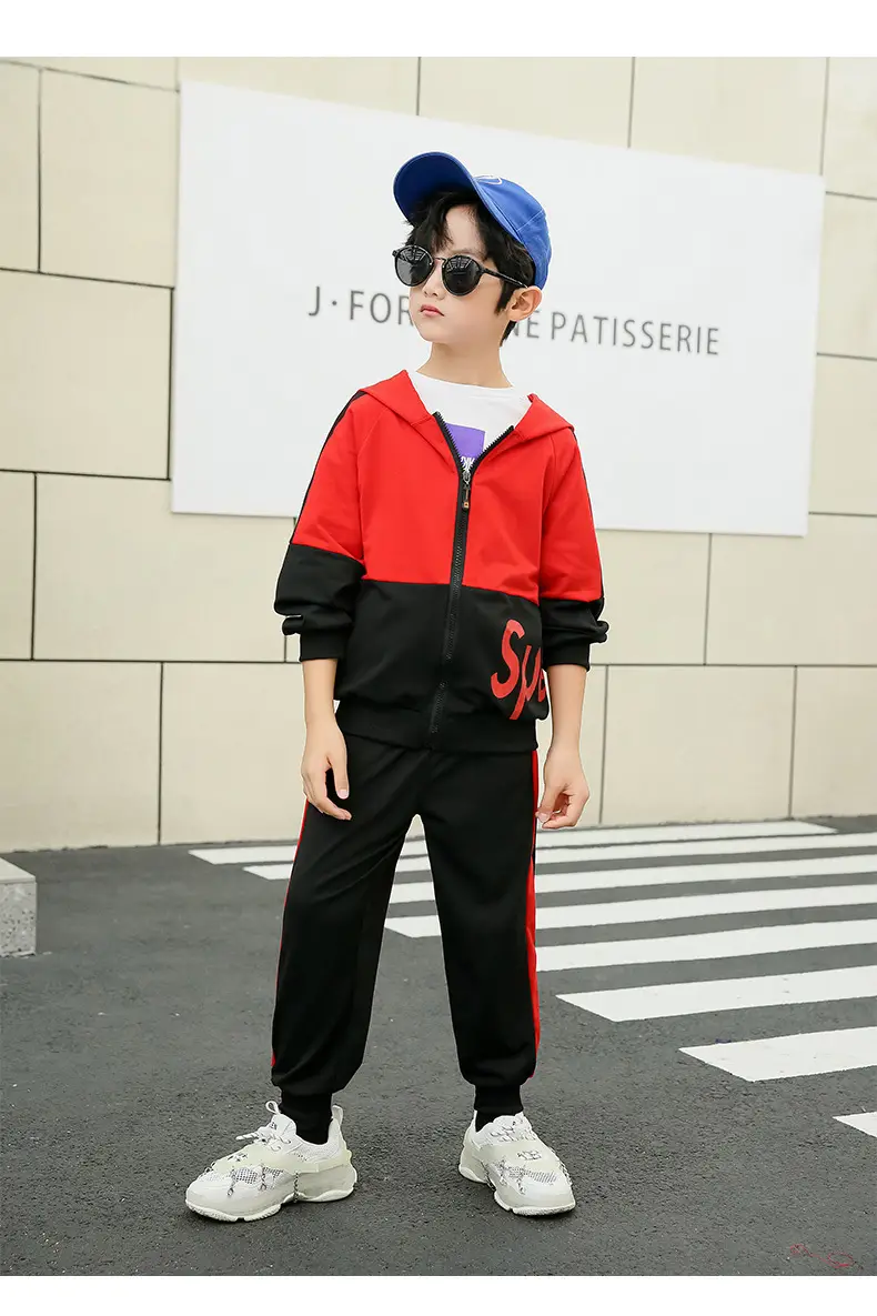 Kids Korean Style 2-Piece Track Suit Yellow Black Medium Large — feature 13