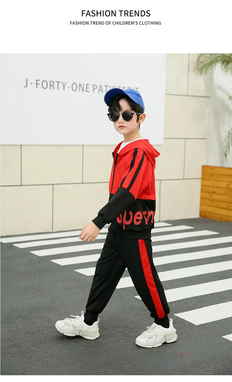 Kids Korean Style 2-Piece Track Suit Yellow Black Medium Large — feature 14