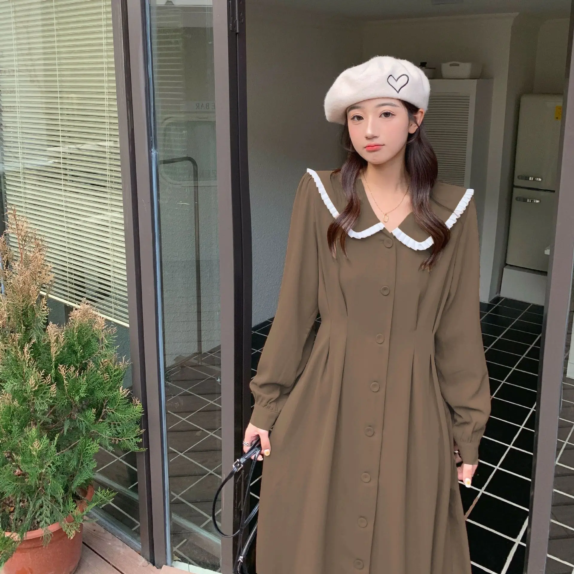 Long Sleeve Black Organza Dress Women Spring Autumn Stitching Square Collar - Image 9